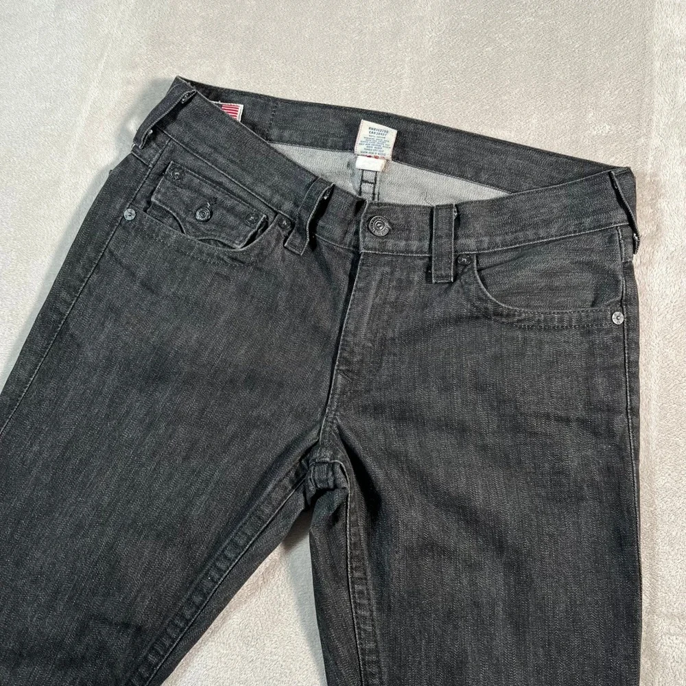 True Religion Jeans Men's Size 36x34 Black Denim Ricky Straight Leg Made in USA